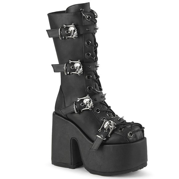 Skull Gothic Platform High Heel Lace Up Boots - Picture 3 of 5